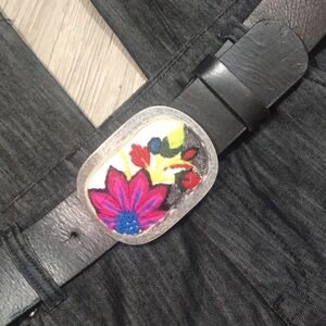 Pistil EMBROIDERED BOHO LEATHER BELT size M